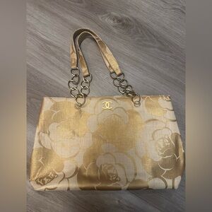 Chanel Gold Shoulder Bag with Chain Handles